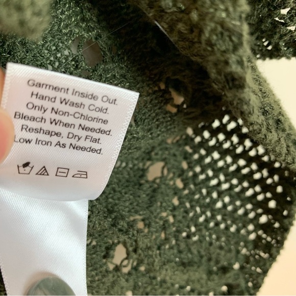 ColdWater Creek Olive Button Front 3/4 Sleeve Sweater- M - Picture 9 of 14